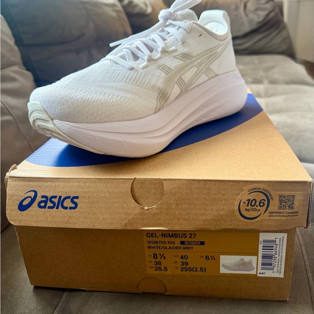 Asics Gel-Nimbus 27 White Running Shoes